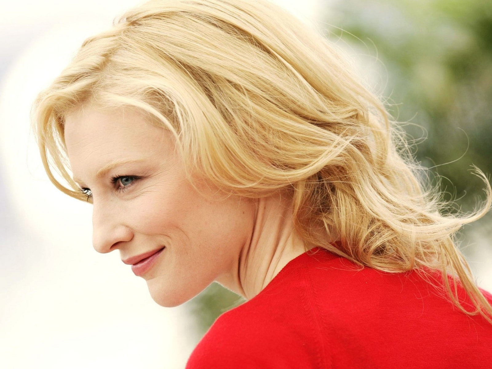 women Cate Blanchett blonde blue eyes face actress looking away