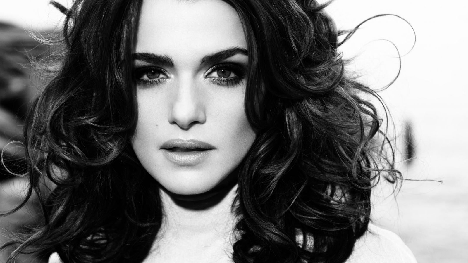 women celebrity Rachel Weisz actress face brunette monochrome