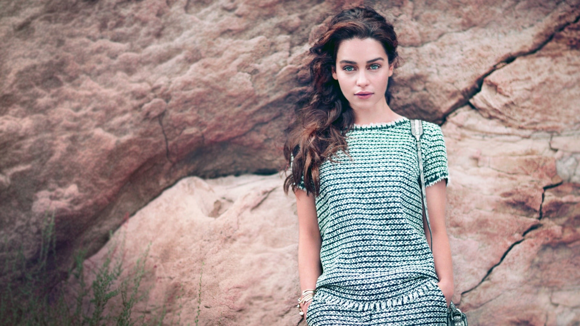 women Emilia Clarke actress rock one person object