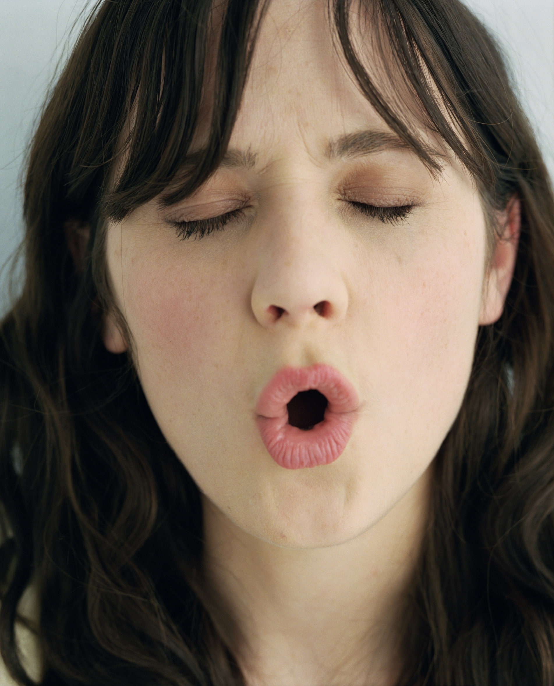 women closeup actress zooey deschanel open mouth closed eyes faces People Actresses HD Art