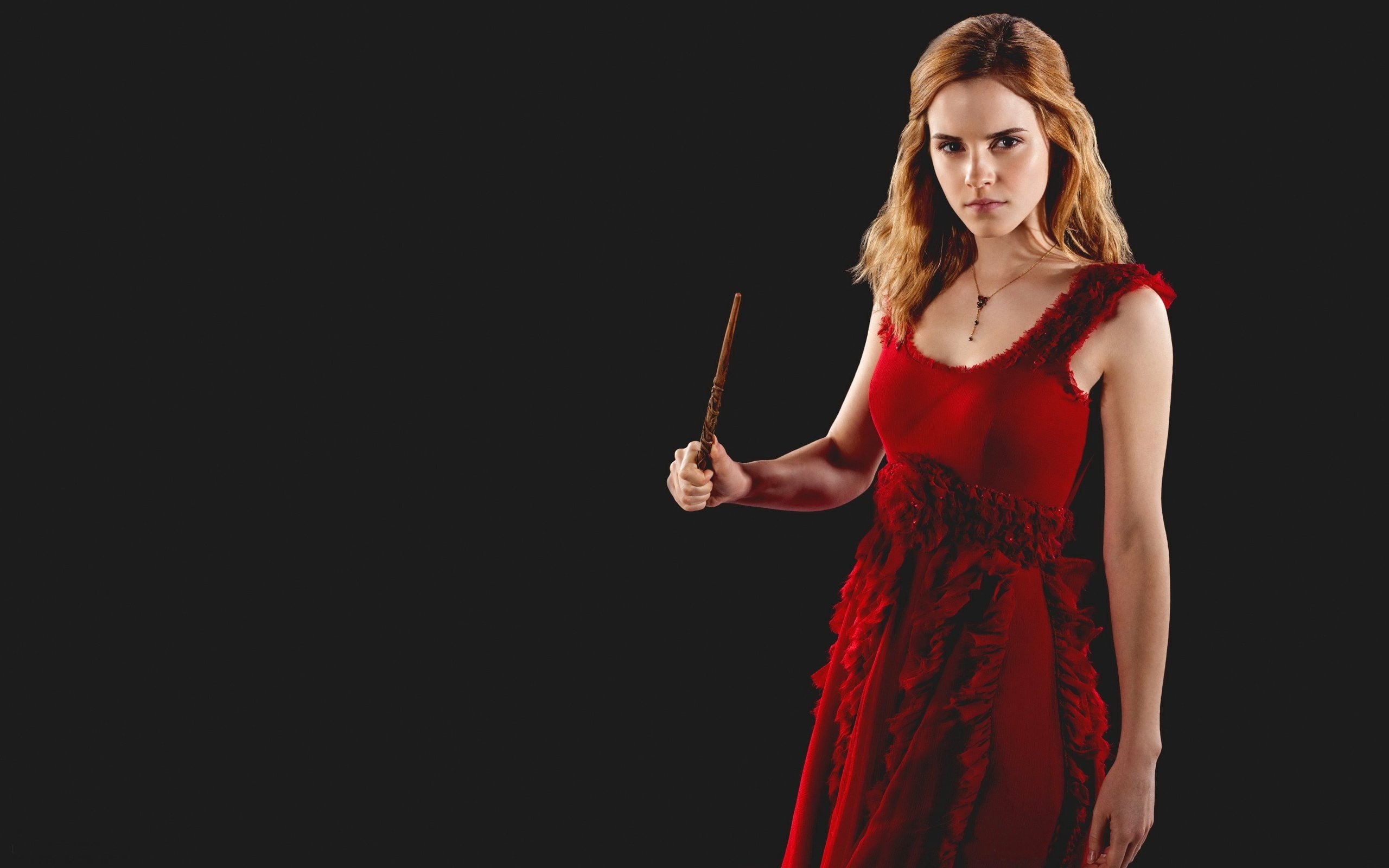 Women Emma Watson Hermione Granger Harry Potter Wizard Movies Actress Red Dress Simple Background 11 2k