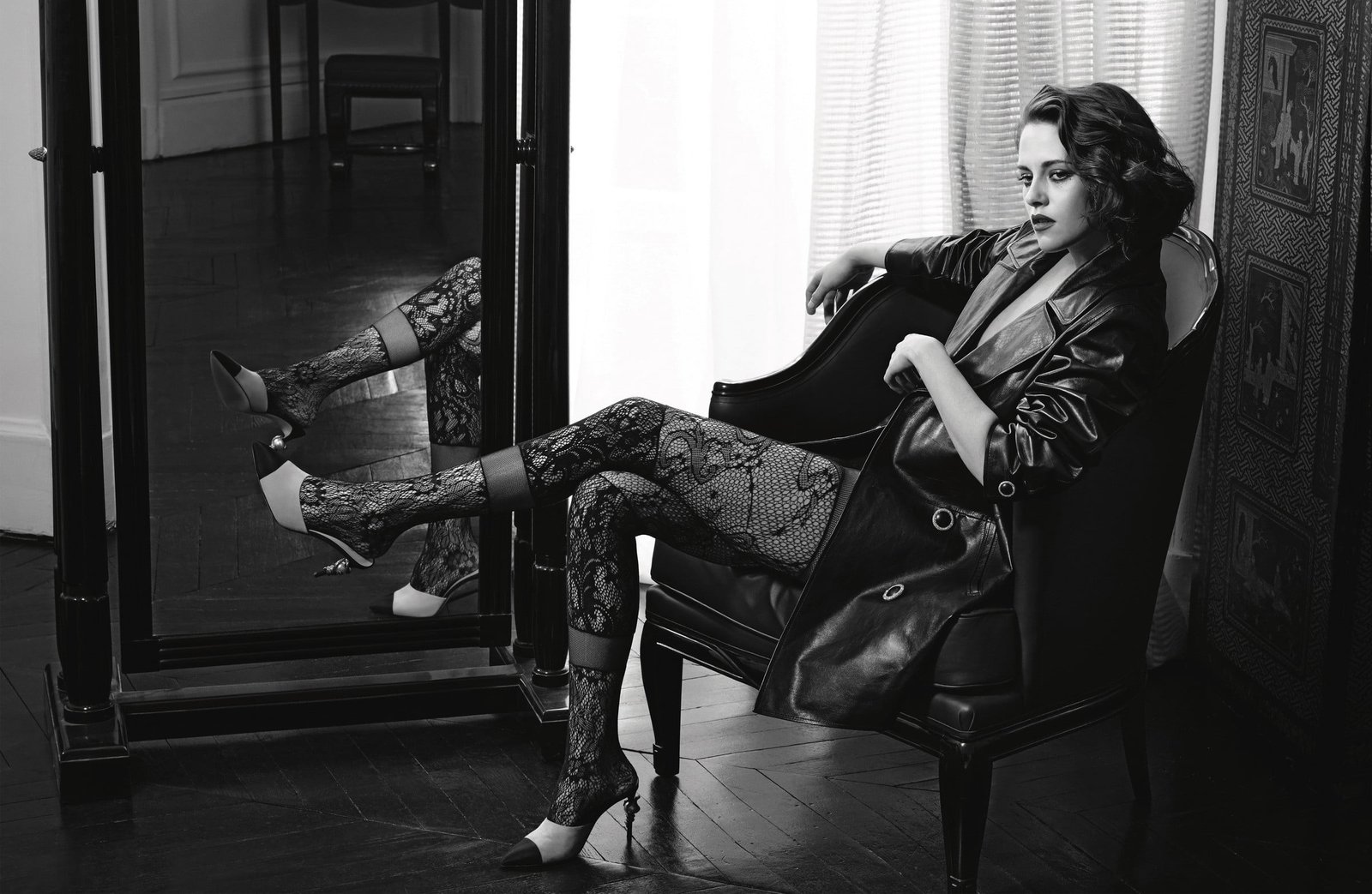 women model brunette long hair monochrome actress Kristen Stewart 2k