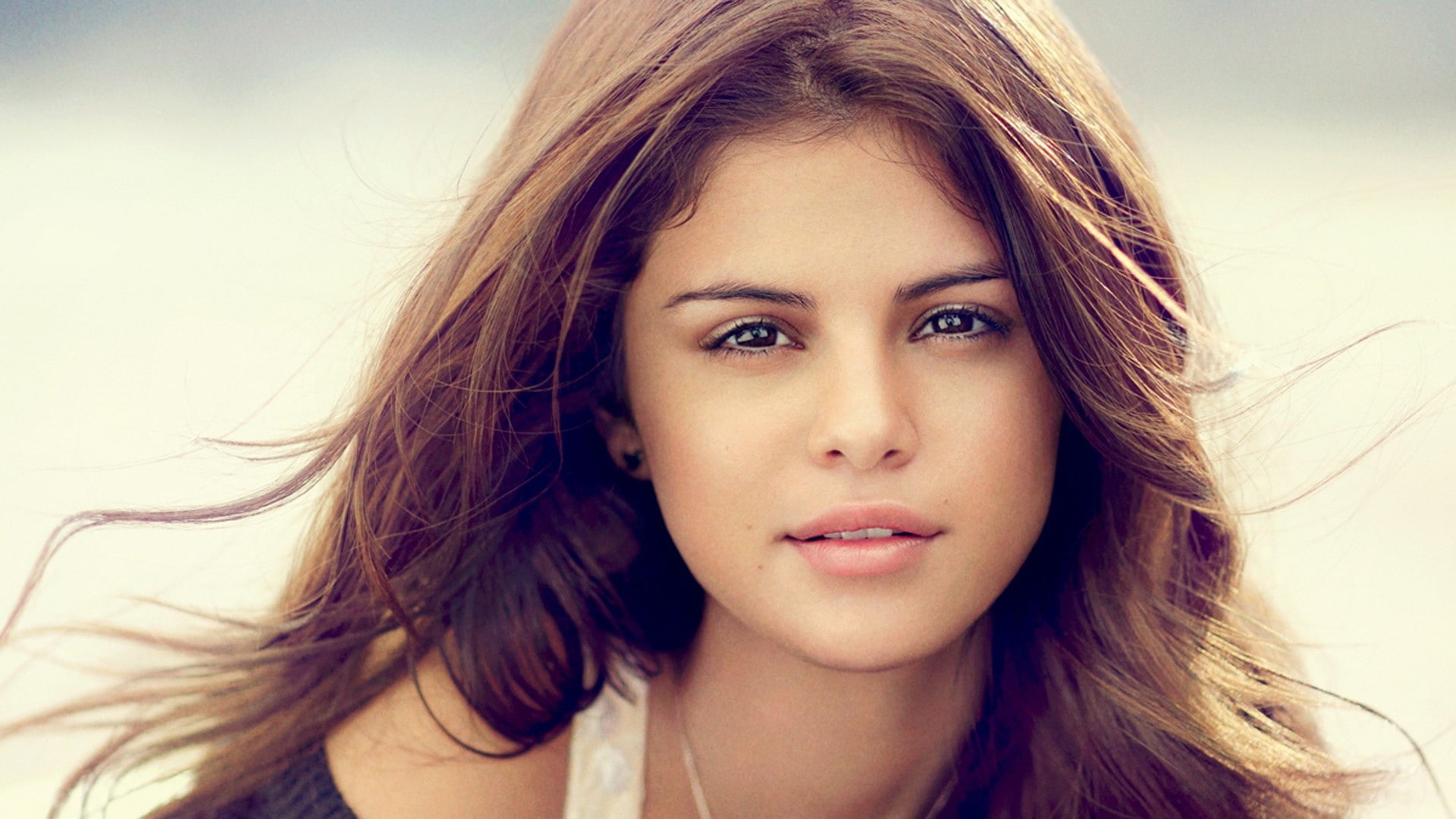 women Selena Gomez actress face portrait model looking at viewer