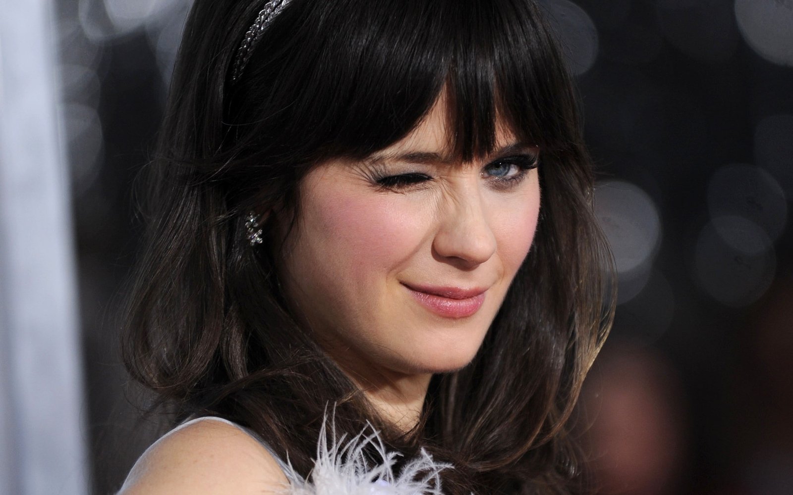 Zooey Deschanel Actress Women Celebrity Winking zooey deschanel 2k