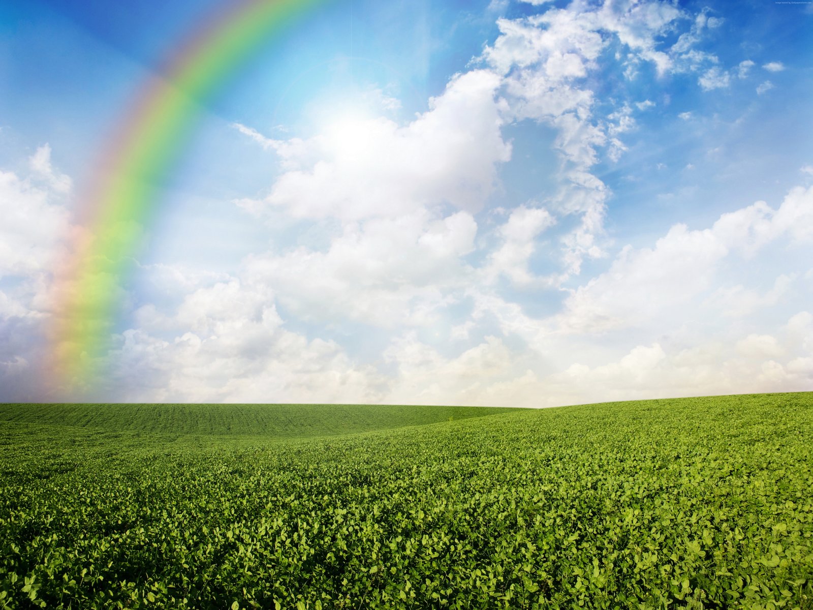 clouds rainbow sky Meadows 2k 4k 5k