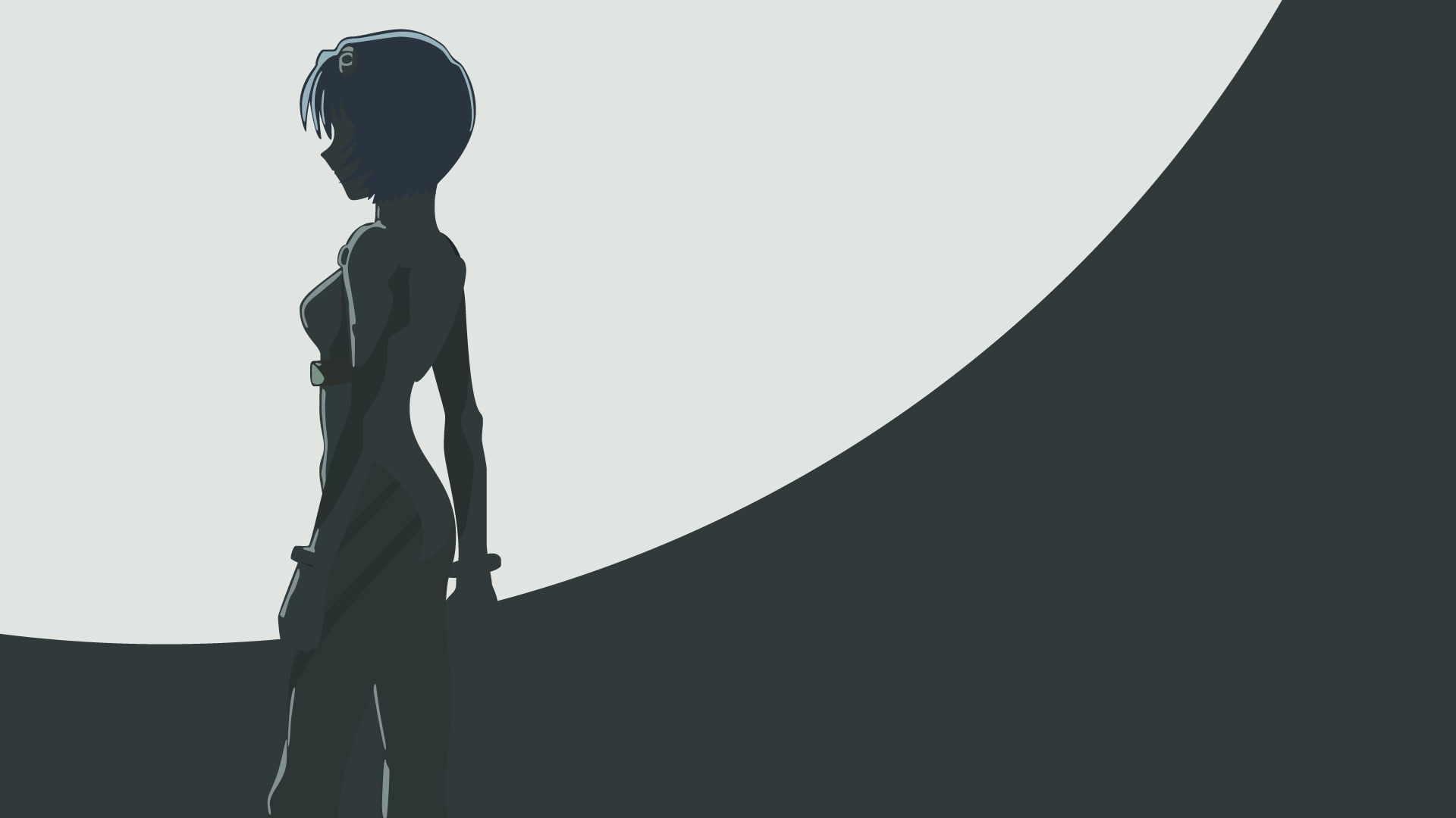 Neon Genesis Evangelion Ayanami Rei standing silhouette 2k