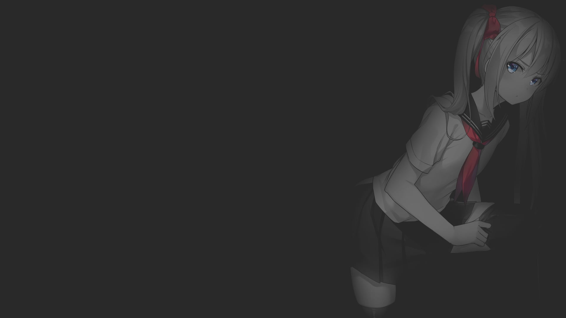 anime girls illustration fan art school uniform selective coloring 2k