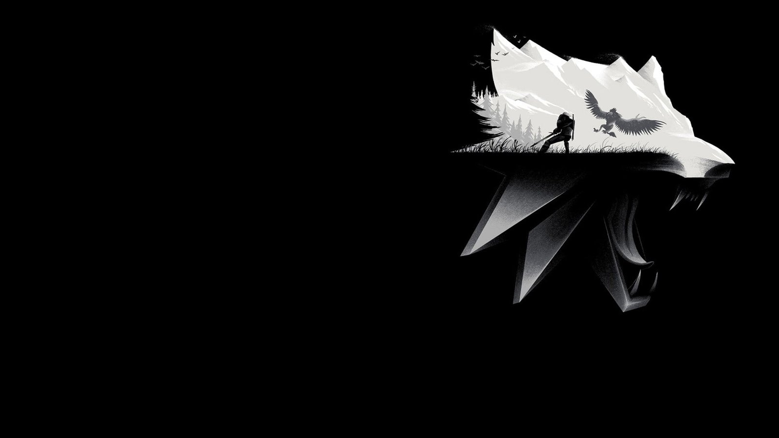 The Witcher 3 Wild Hunt fantasy art video games wolf mountains 2k