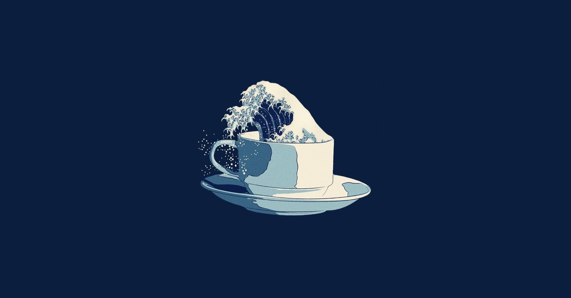 abstract minimalistic waves coffee solid simplistic simple the great wave off kanagawa 2k