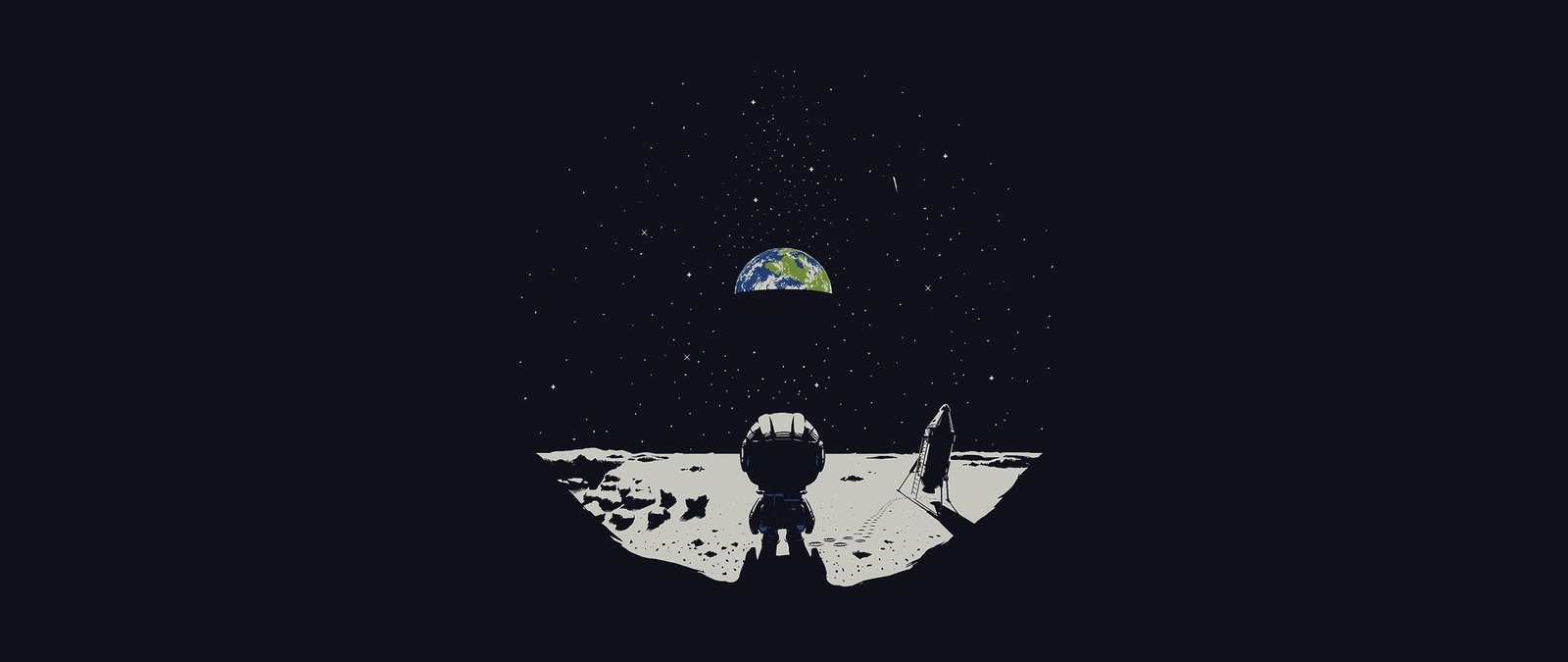 astronaut on outer space illustration ultrawide Moon Earth 2k