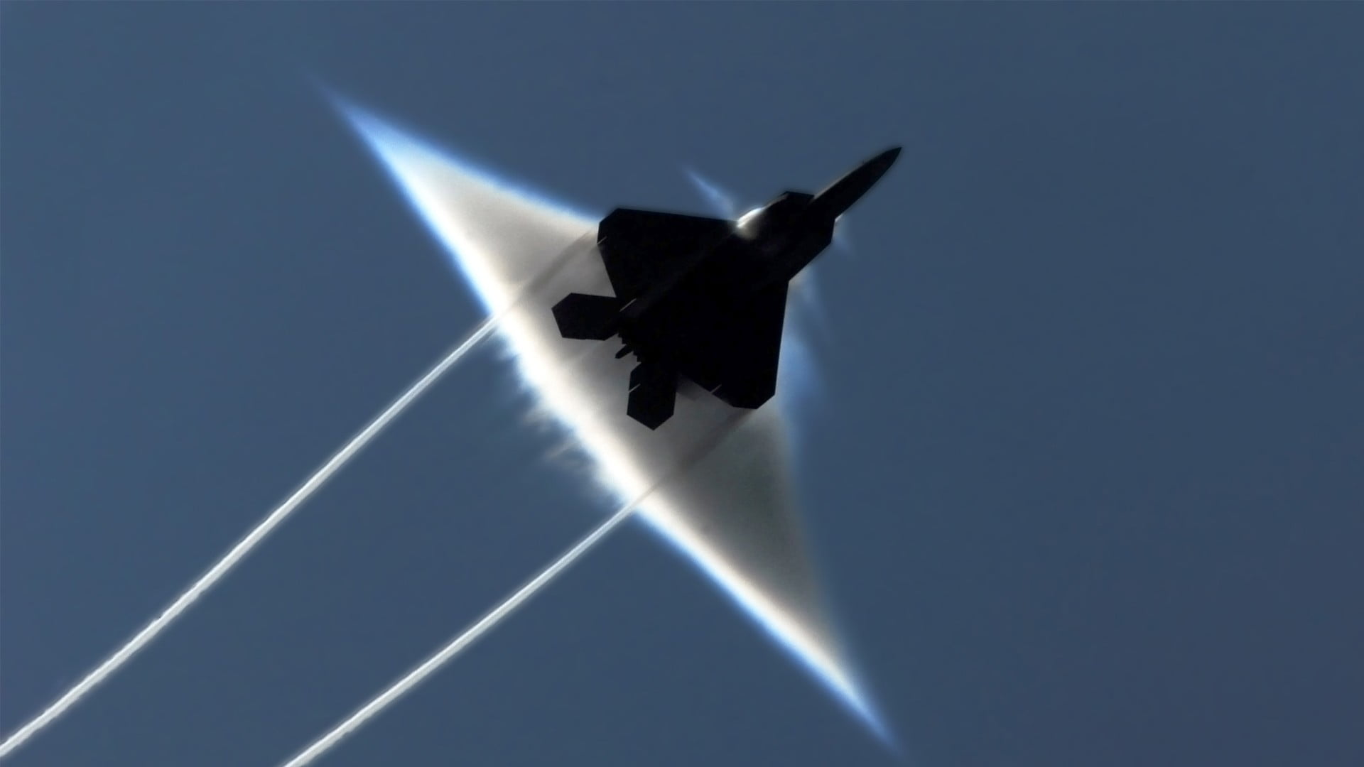 black fighter plane aircraft jets F 22 Raptor sonic booms 2k
