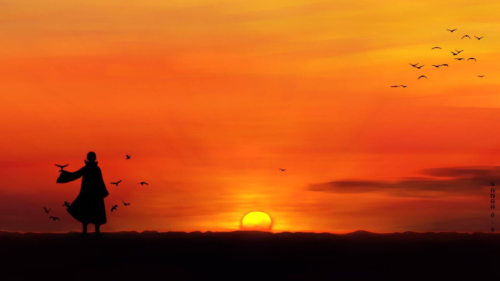 person under sunset digital wallpaper anime Naruto Shippuuden 2k