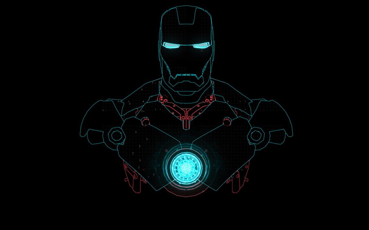 Iron Man illustration illuminated technology black background