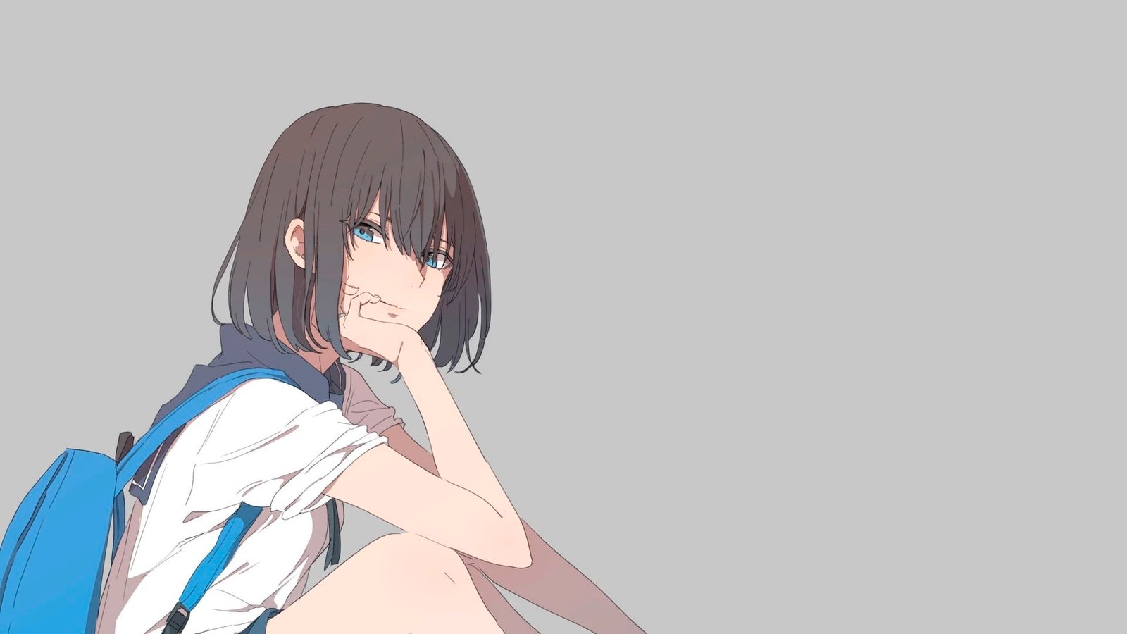 anime manga girls gray background simple 2k