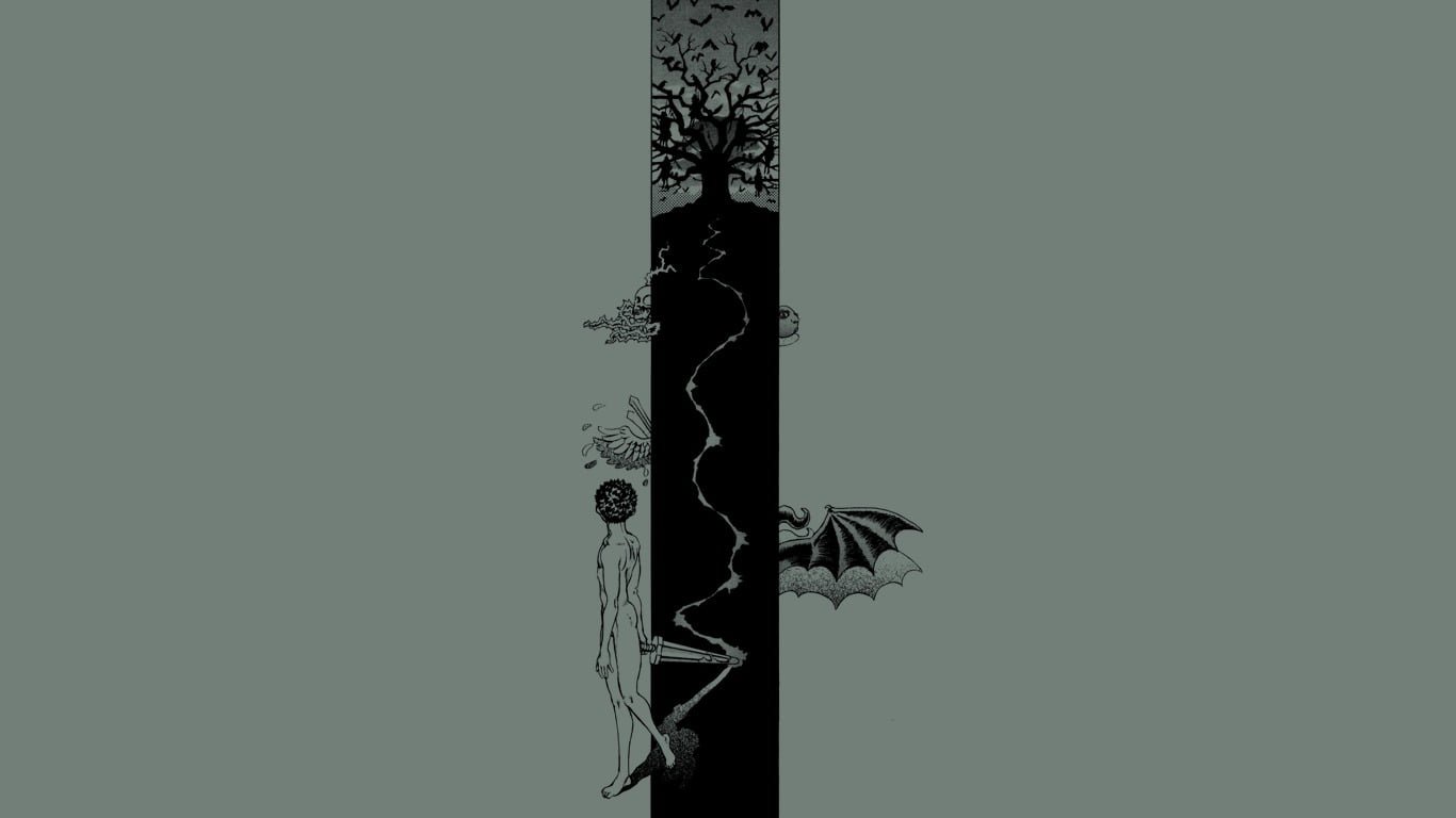 bare tree illustration Berserk Black Swordsman Guts sky no people