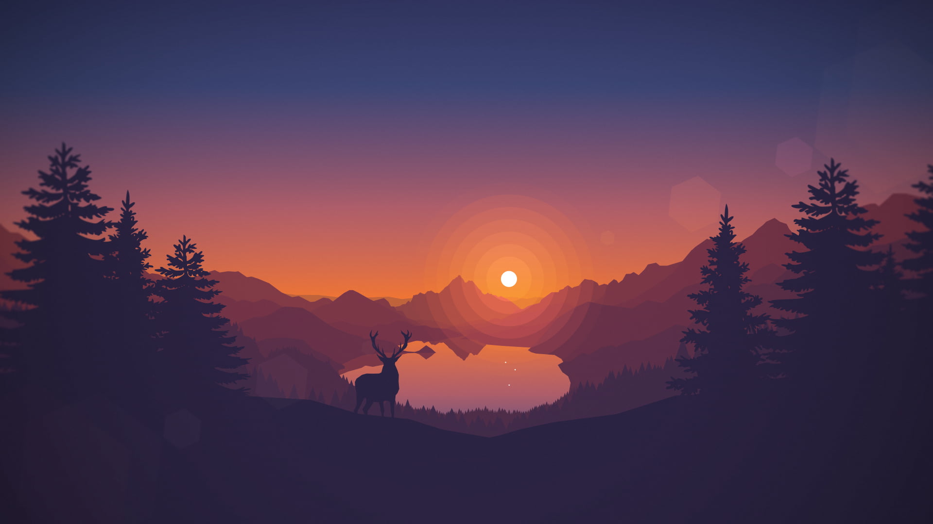 deer and trees in forest during sunset drawing animals 49 2k