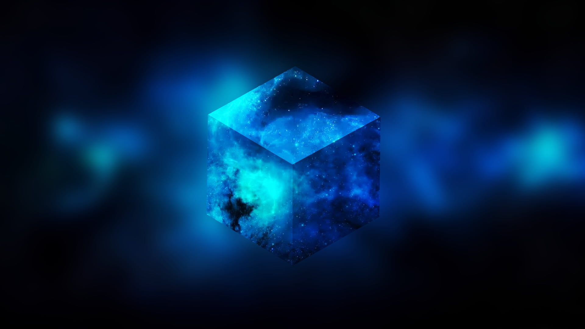 hexagon blue and black digital wallpaper space minimalism cube 2k