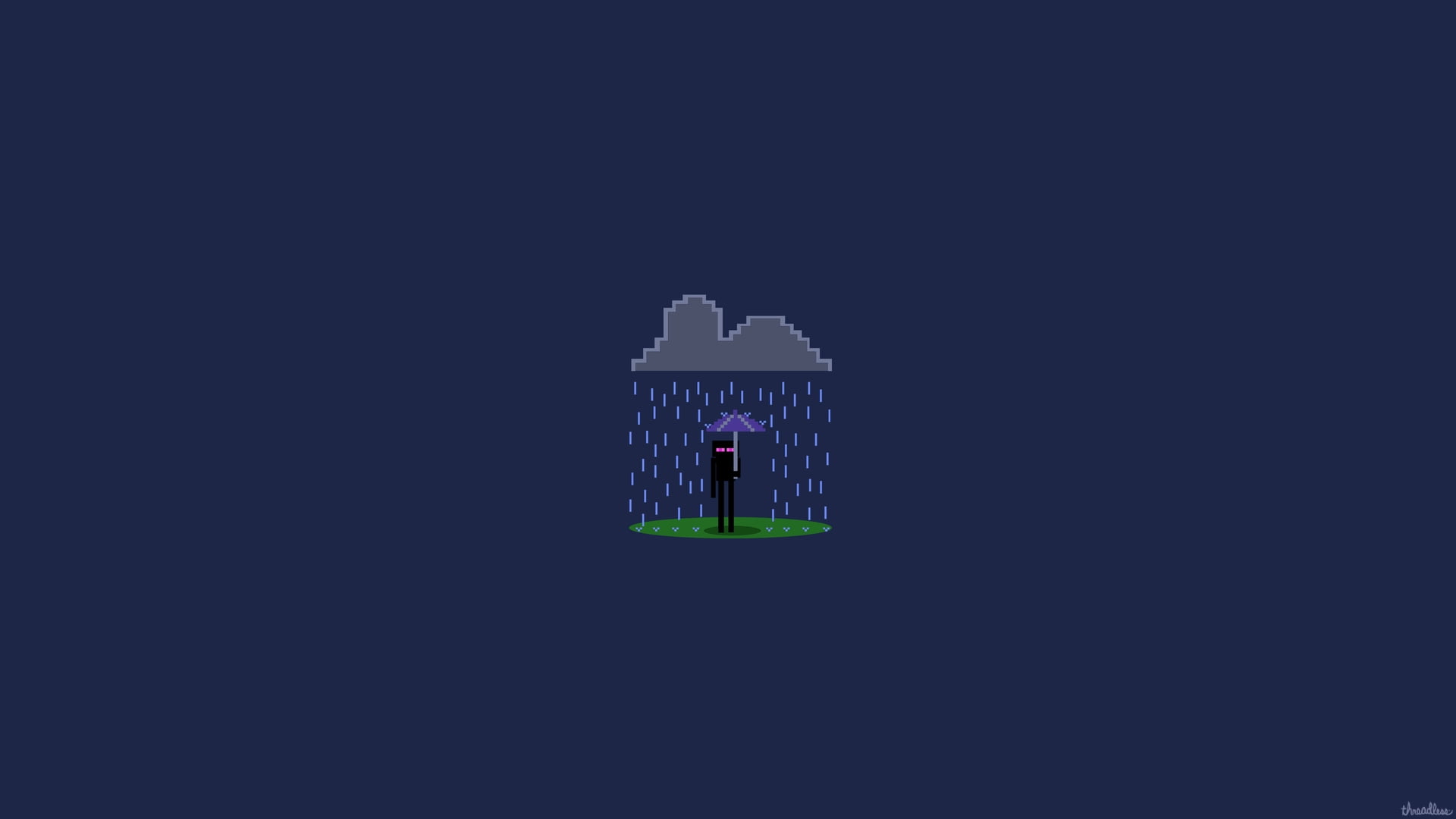 man under umbrella clip art Minecraft enderman vector illustration 2k