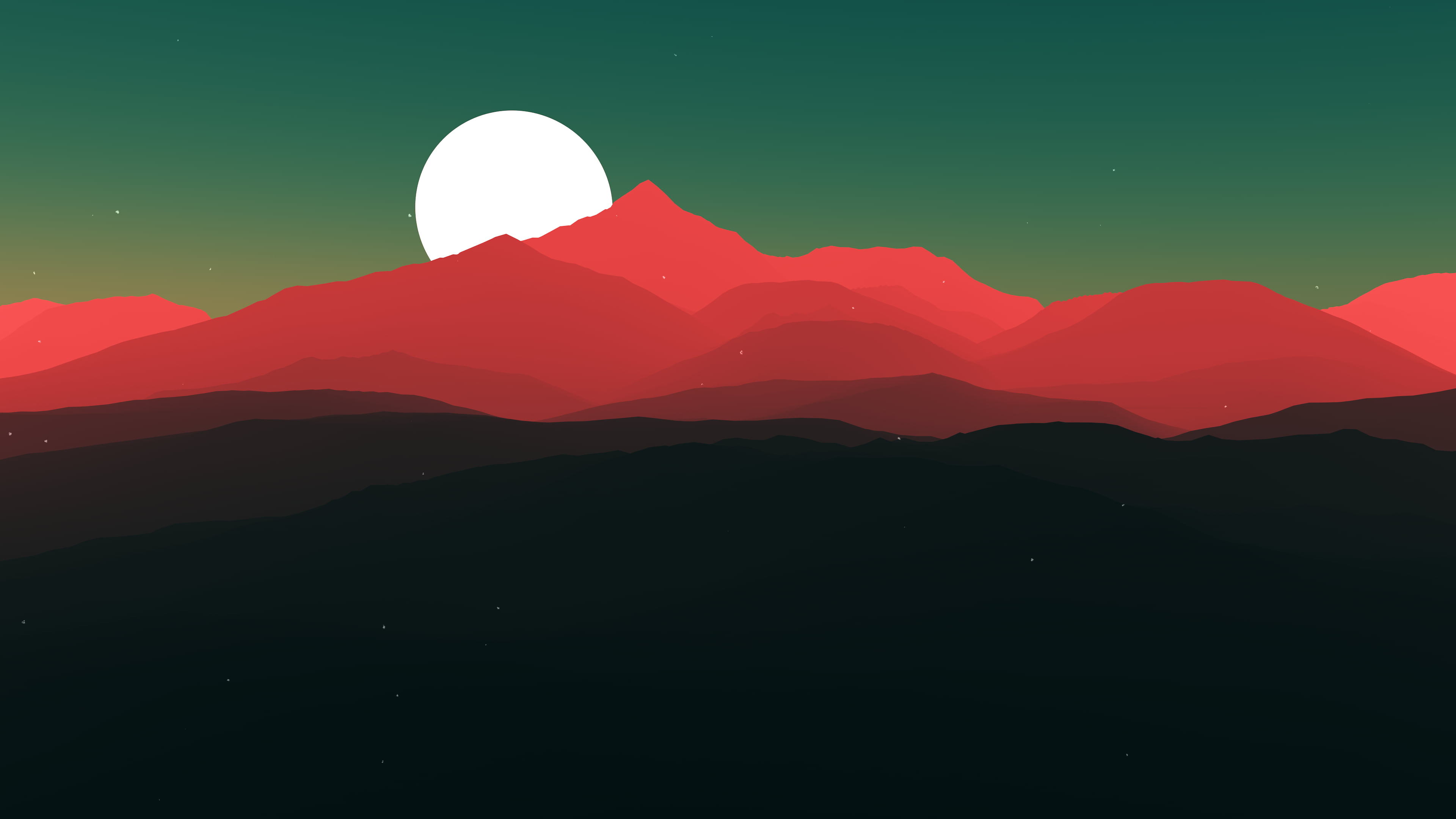 red mountains and moon digital wallpaper mountain illustration 21 2k 4k