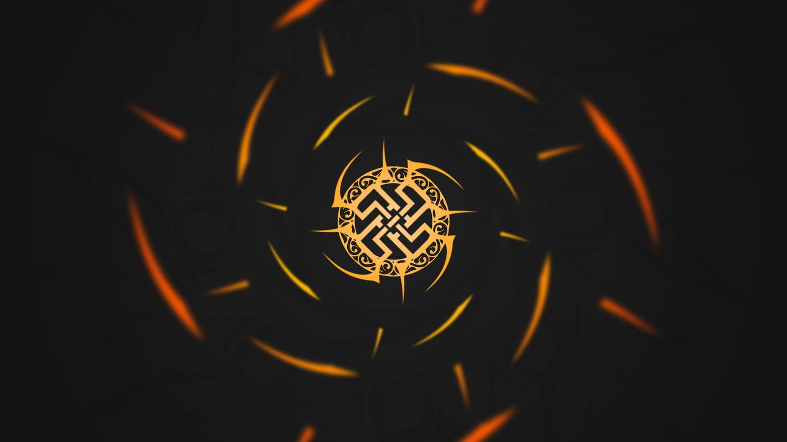 round yellow and black logo digital wallpaper abstract tribal 2k