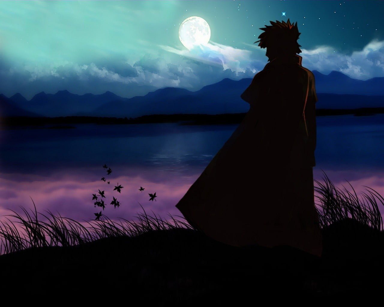 silhouette of person wearing costume illustration Naruto Shippuuden