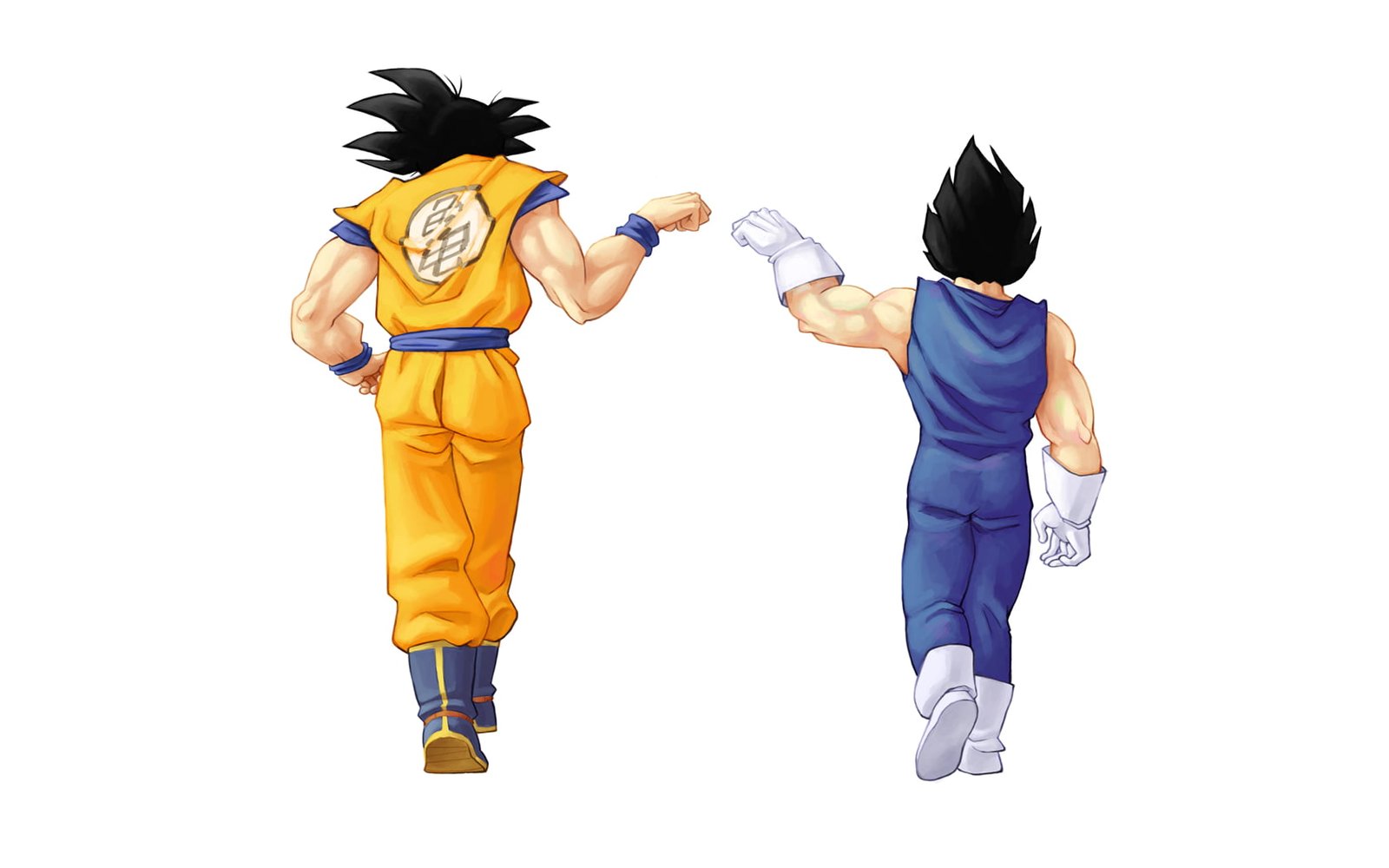 Son Goku and Vegeta illustration Dragon Ball anime boys white background 2k
