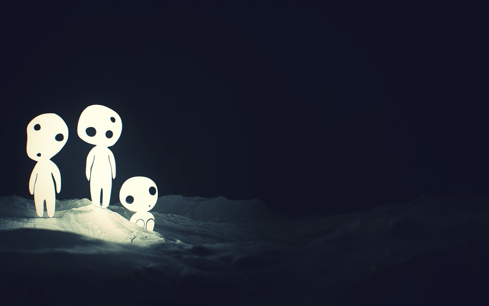three white ghost illustration digital art Studio Ghibli 2k