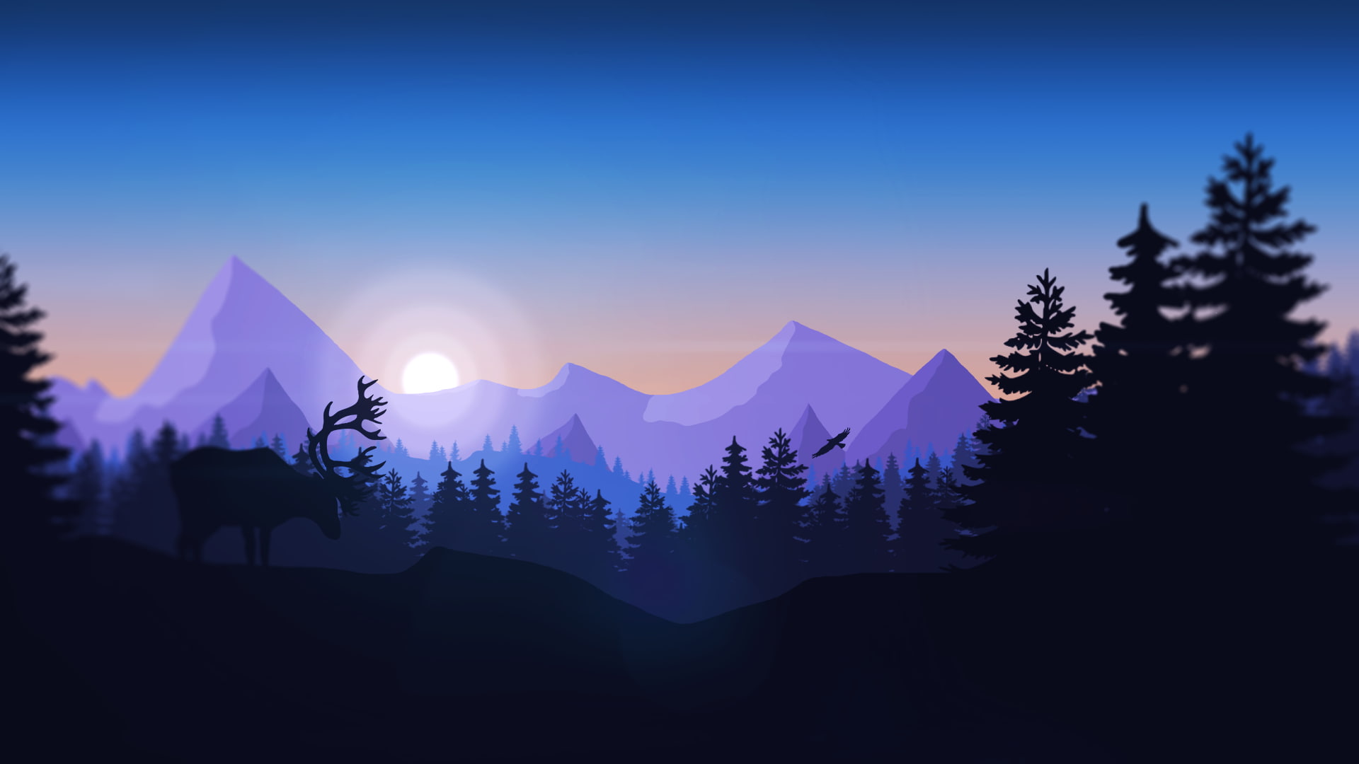 animals Firewatch forest minimalism mountains 2k