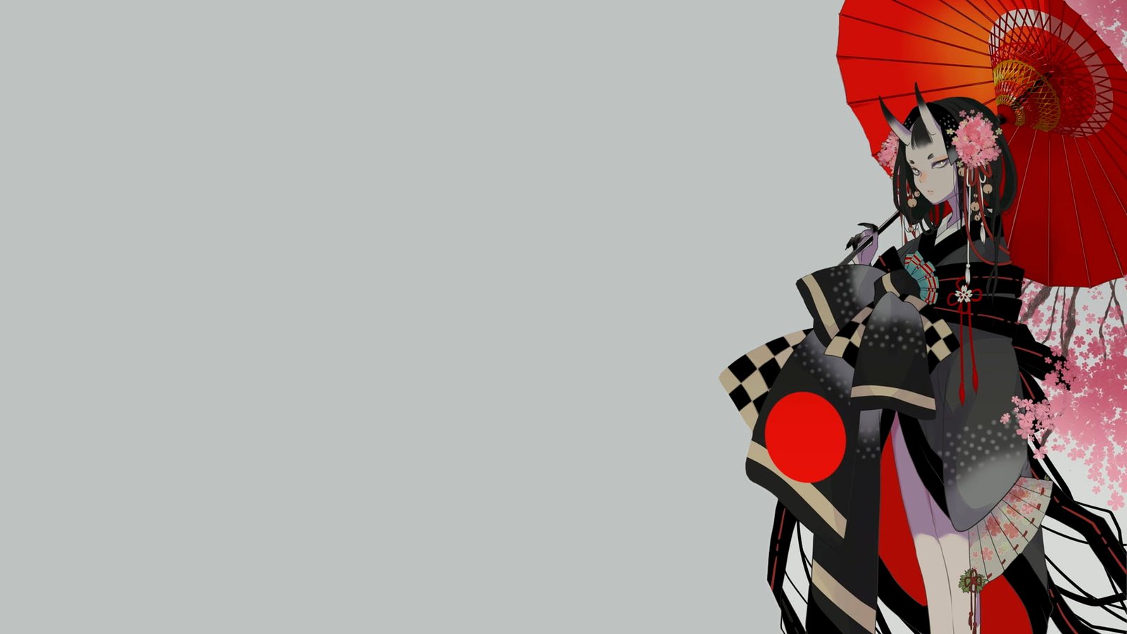 anime manga girls Japan simple background Oni Onigirl 2k