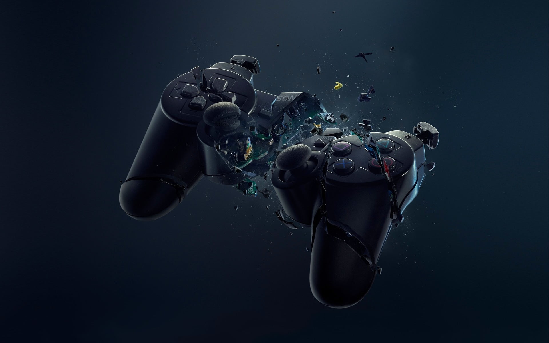 black DualShock controller wallpaper Play Station Sony video games 2k