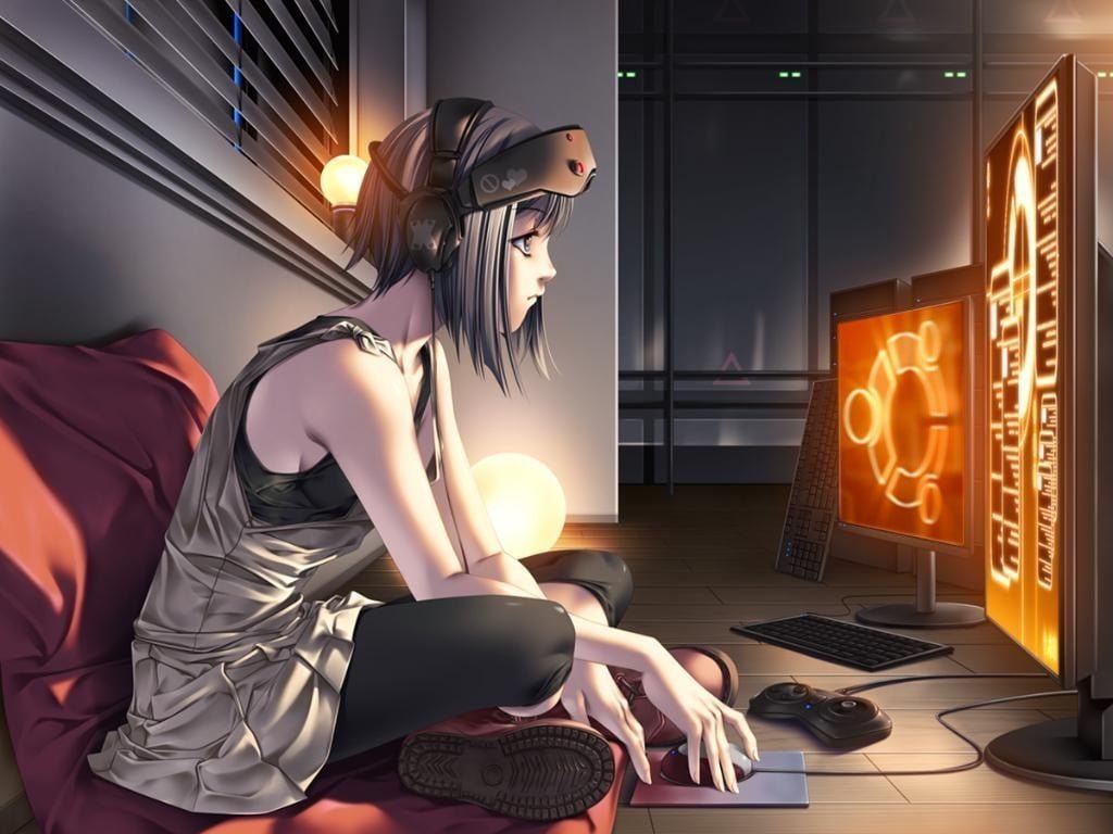 digital art anime girls computer Ubuntu technology communication