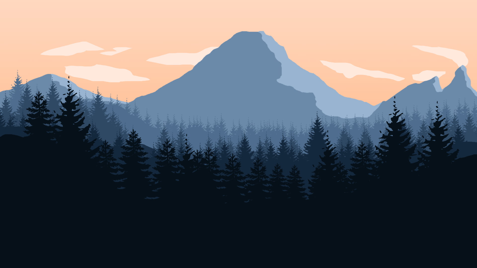 gray mountain wallpaper Firewatch mountains forest sky landscape 2k