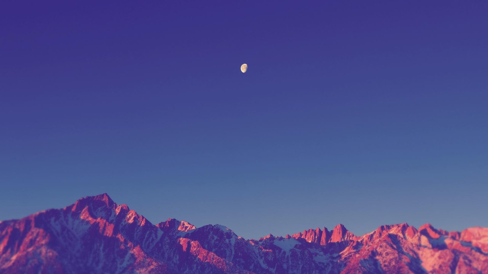 Landscape Simple Nature Moon Mountain Snowy Peak Clear Sky 2k