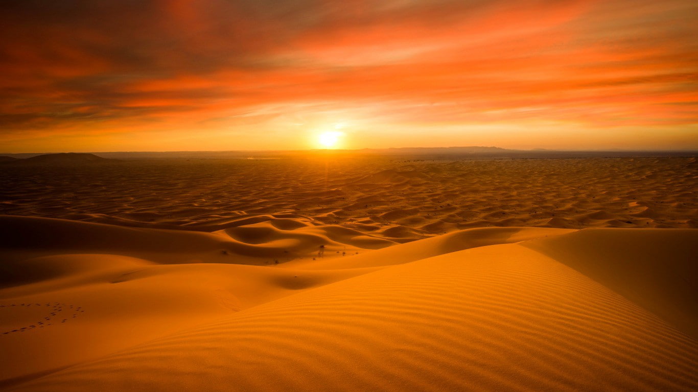Merzouga Morocco Sahara sun sand horizon desert sunset nature