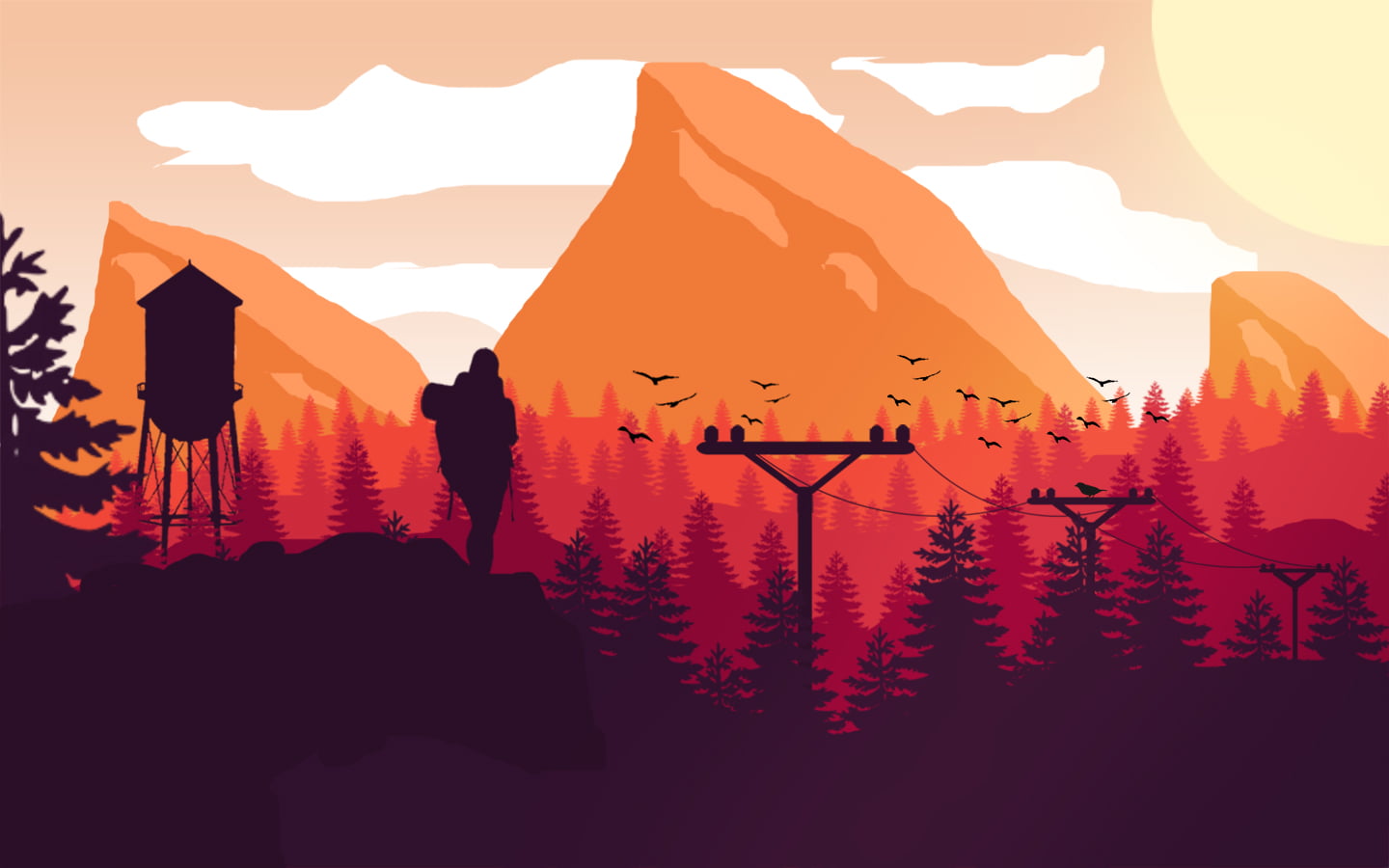 mountains Firewatch minimalism landscape hiking