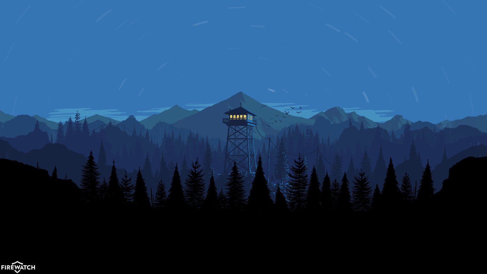 Mountains Night The game Forest View Birds Hills Landscape 2k