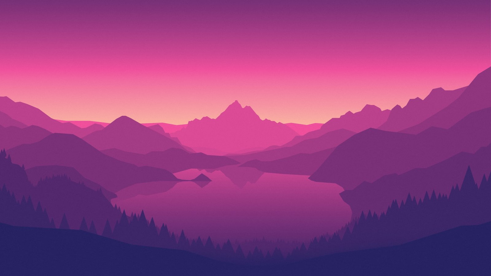 Mountains The game Lake Forest View Hills Landscape Purple 2k