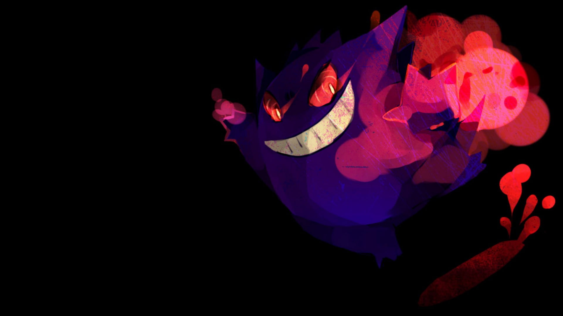 Pokemon character digital wallpaper Gengar Pok mon black background 2k