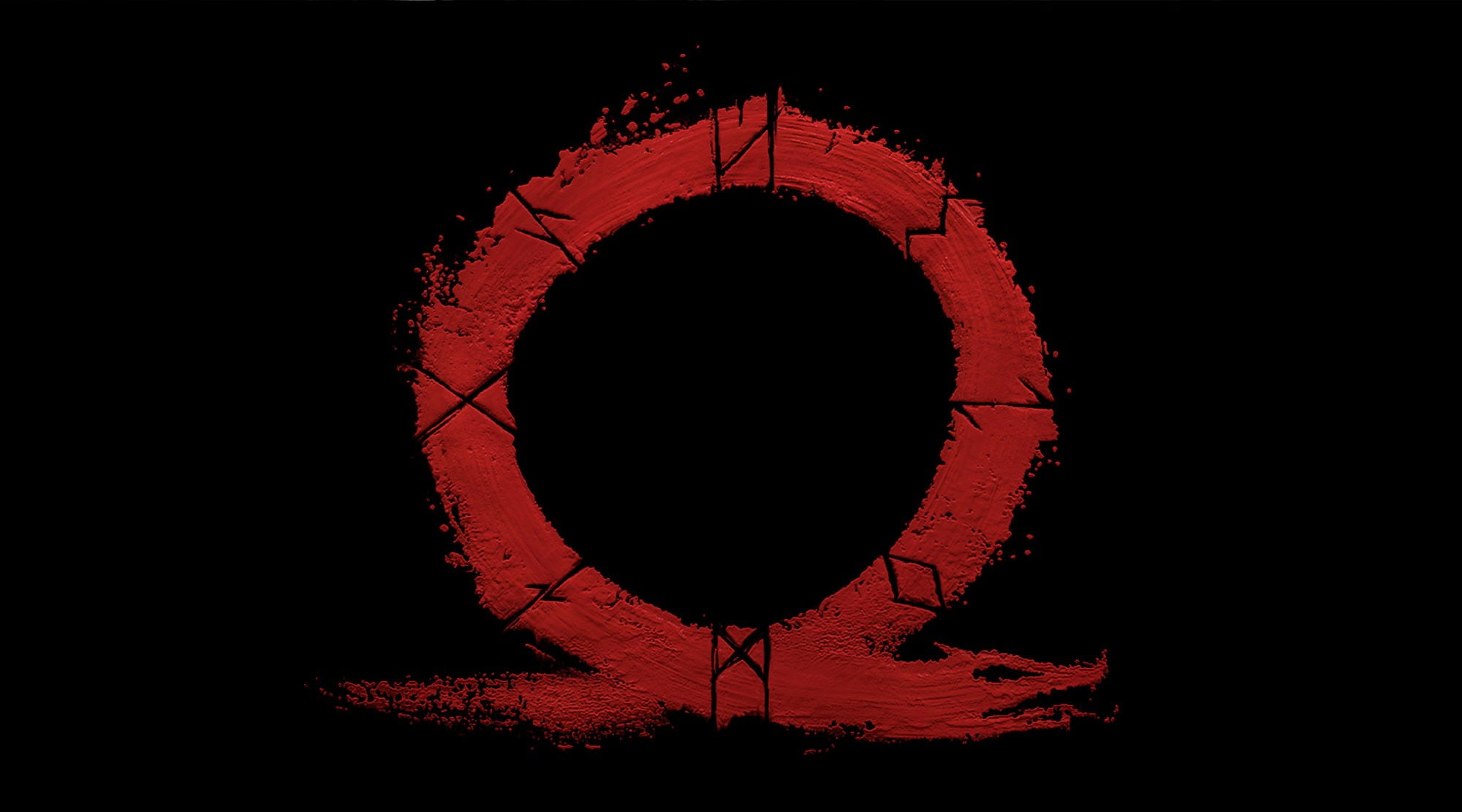round red and black logo God of War Kratos Omega valhalla 2k