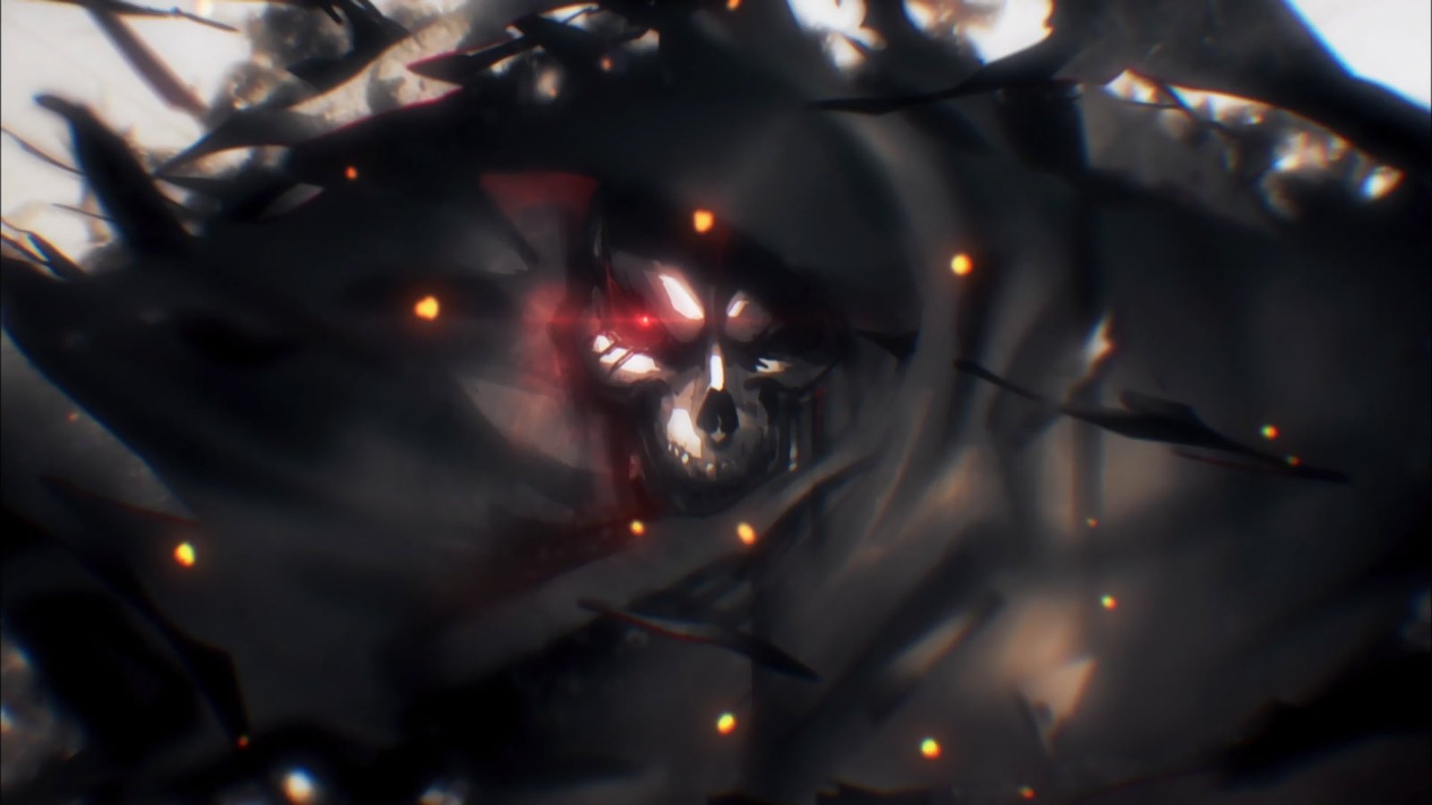 skull illustration Anime Overlord Ainz Ooal Gown illuminated 2k