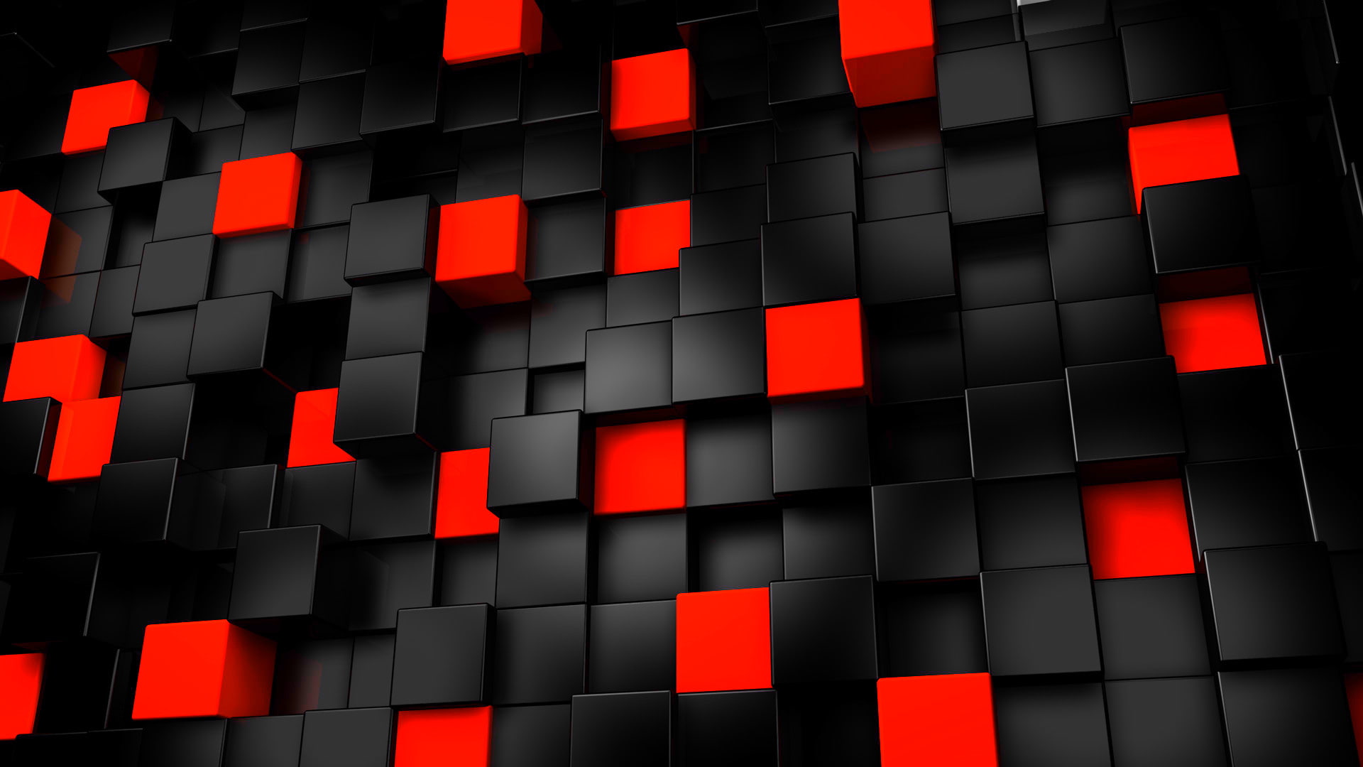 abstract black red cube and hd 2k