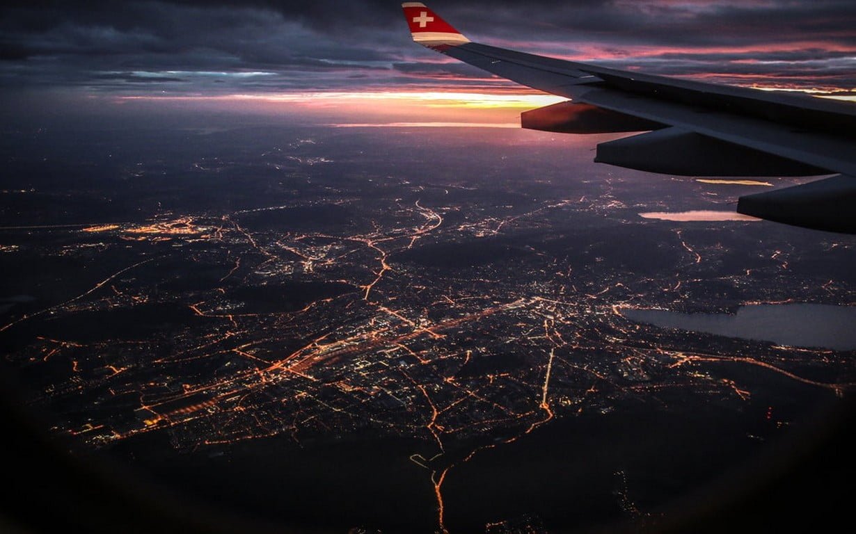 aerial photo of city nature landscape airplane window cityscape