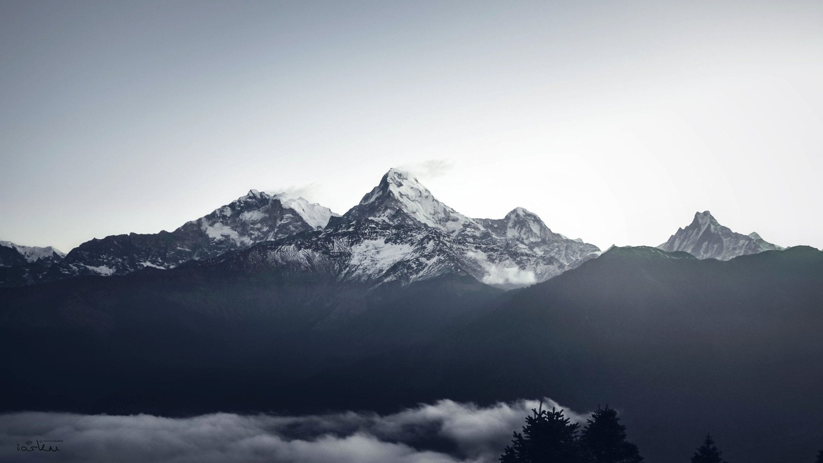 alpine mountain landscape mountains clouds Himalayas Peak 2k