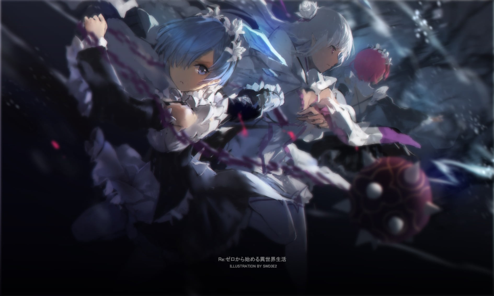 anime digital wallpaper Rem Re Zero Ram Kara Hajimeru Isekai Seikatsu 2k