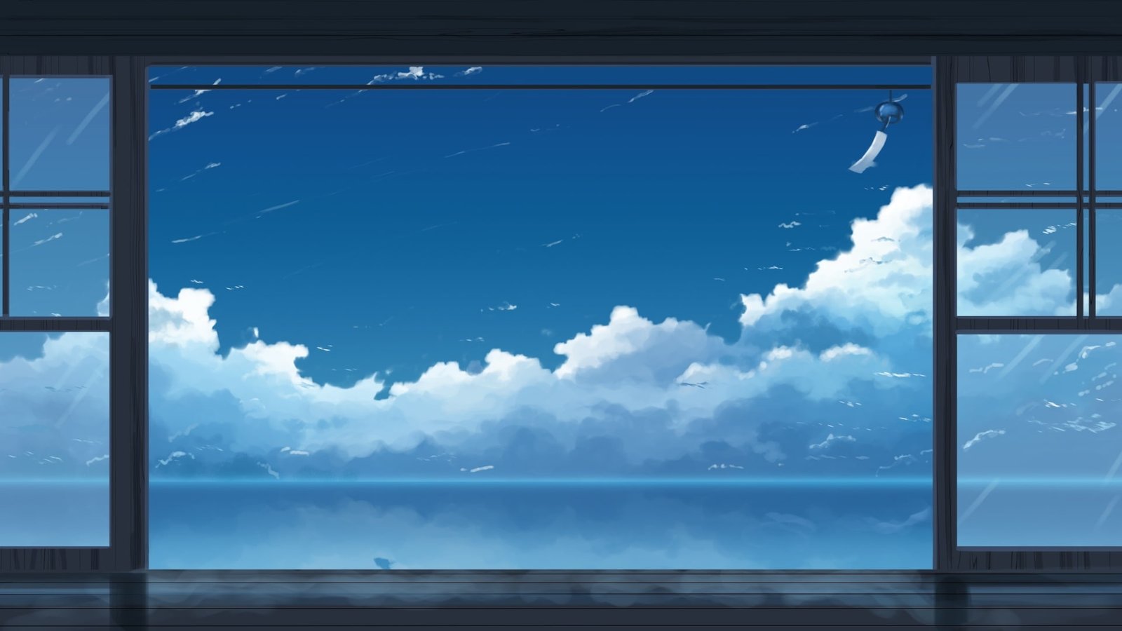 anime landscape sky scenic clouds cloud window glass material 2k