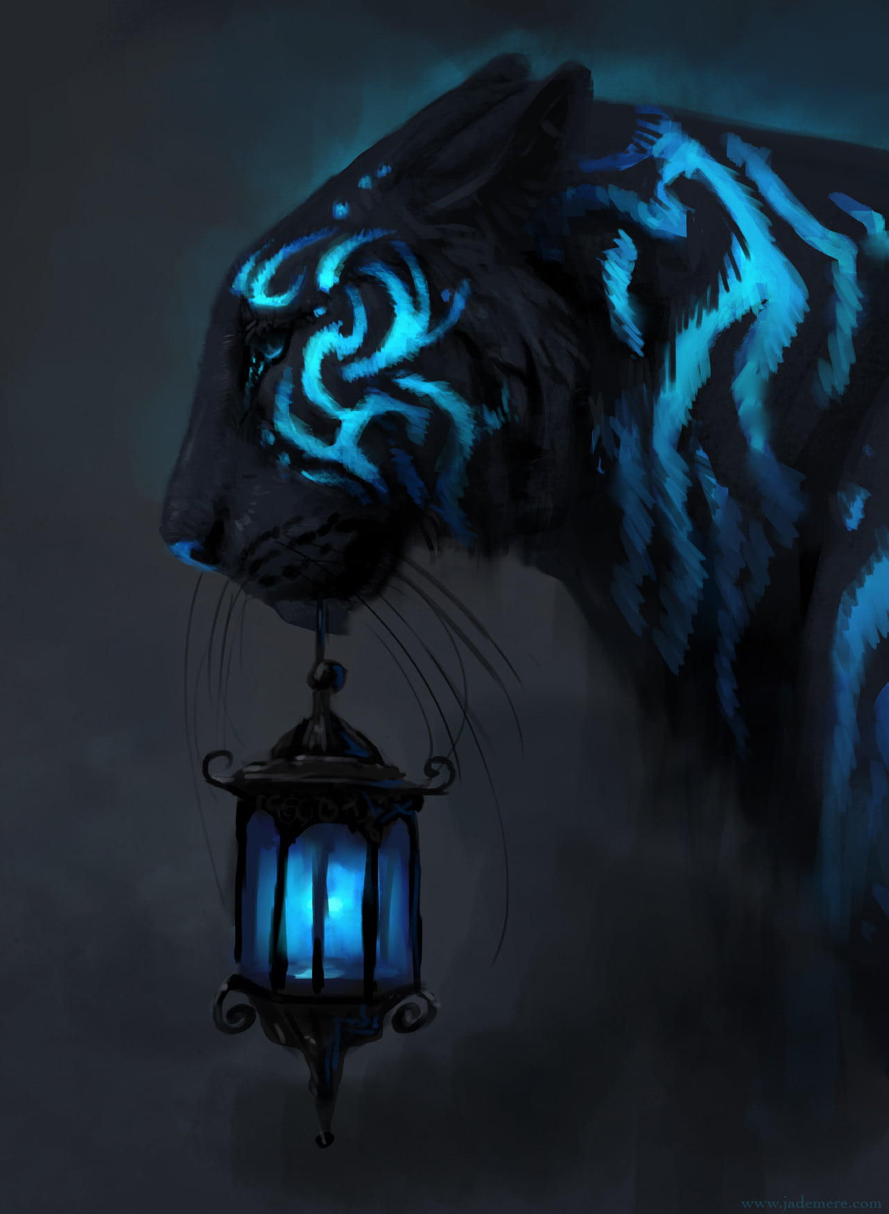 black and blue wild cat digital wallpaper concept art tiger