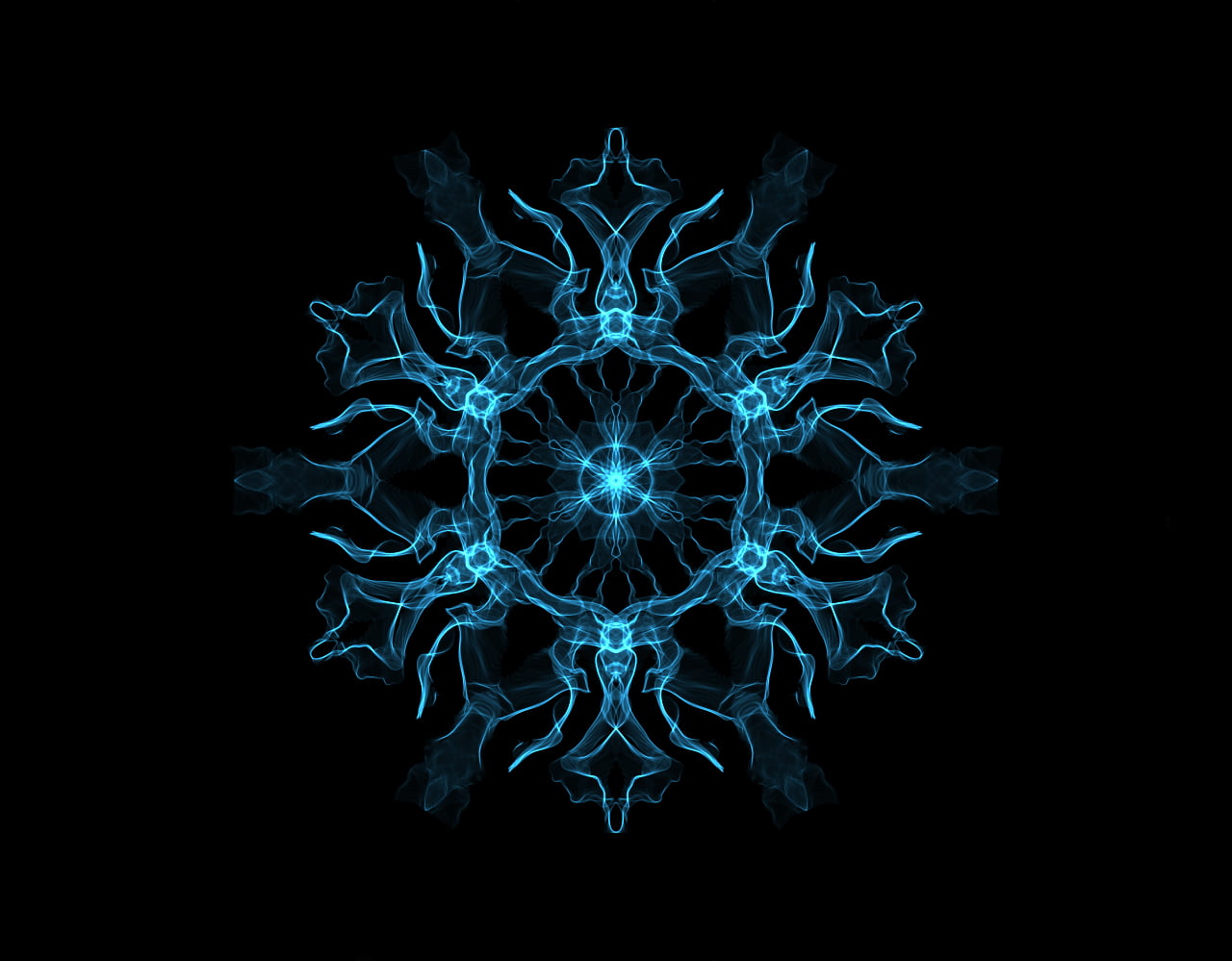 blue snowflake illustration dark abstract digital art black