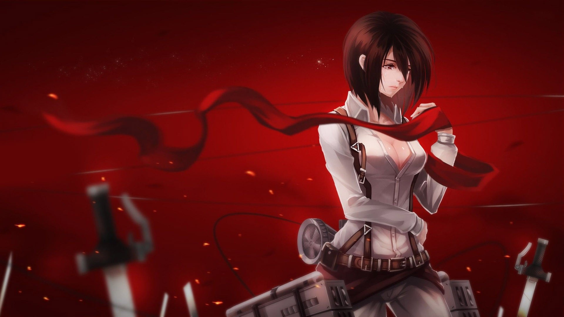 brown haired female anime character wallpaper Shingeki no Kyojin 2k