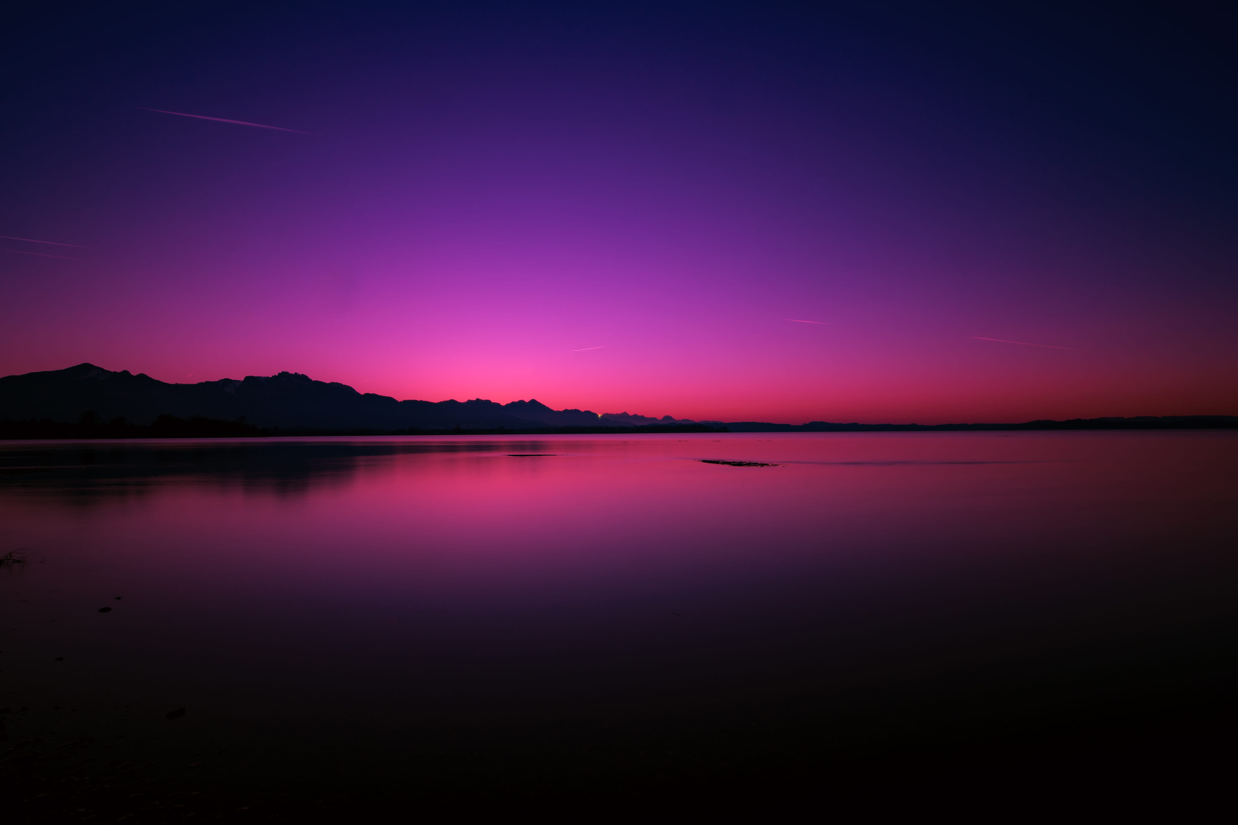 Calm Body Of Water backlit Chiemsee dawn desktop backgrounds 91 2k 4k