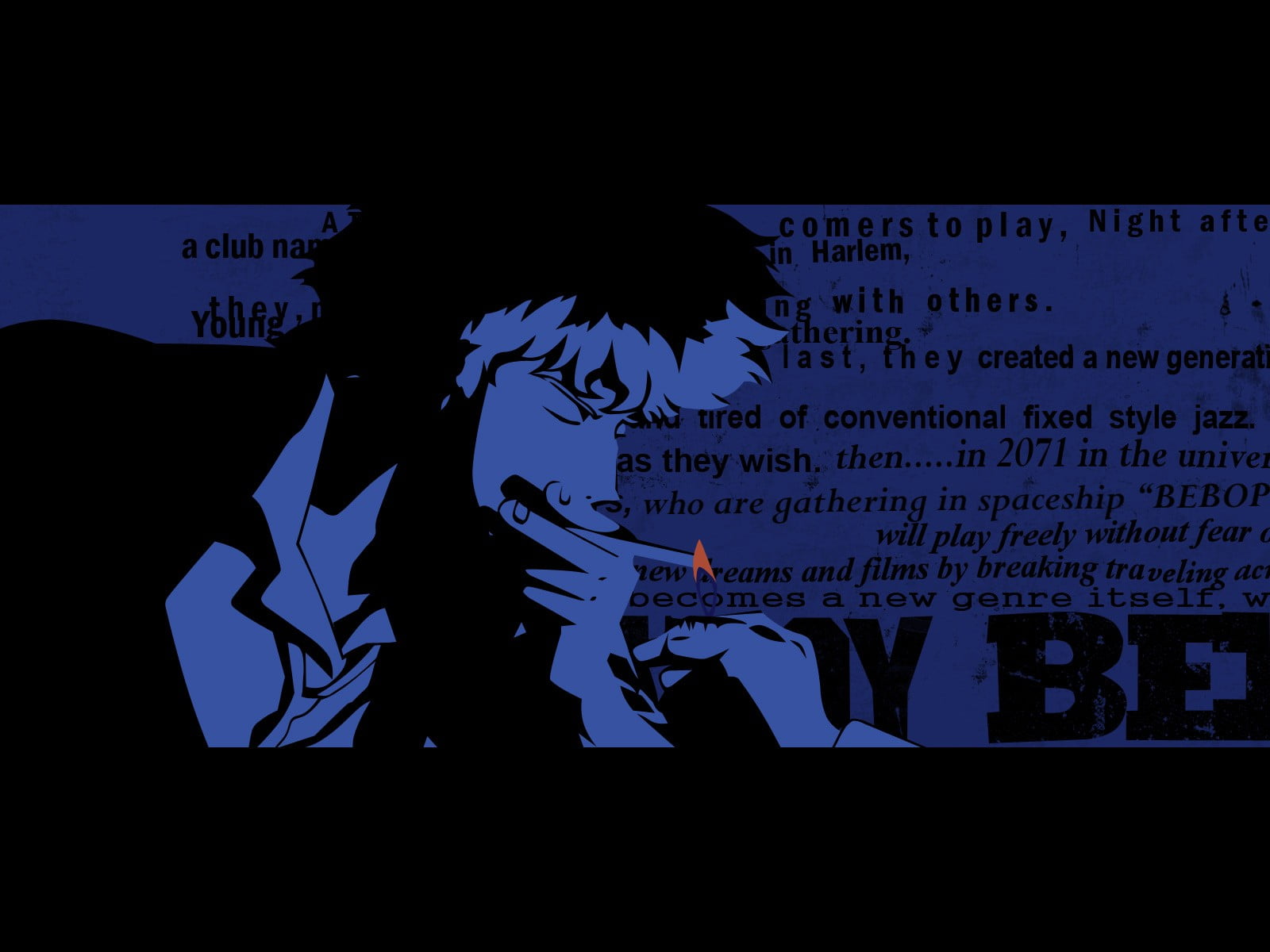 Cowboy Bebop wallpaper Spike Spiegel smoking anime boys text 2k